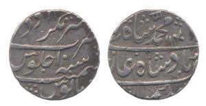 Muhammad Shah, Silver Rupee, Awadh Akhtarnagar, AH 1140/10 (KM 436.11). Extremely Fine, Sc