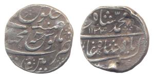 Muhammad Shah (1719-48 AD), Silver Rupee, Machhlipatan mint, AH 1134/3 (KM 436.42). Good F