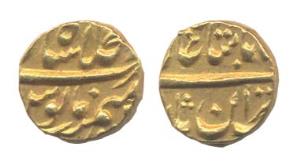 Muhammad Shah (1719-48AD), Gold ½ Mohur (5.48 g), Shahjahanabad (KM 437 A.1). Extremely Fi