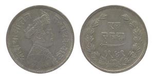 Sayaji Rao III, Silver, Rupee, Broad Flan type, VS 1949. Very Fine+, Scarce.