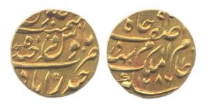 Mir Mahmud Ali Khan II, Gold, Ashrafi, Farkhanda Bunyad Haiderabad Mint, AH 1286. UNC, Sca