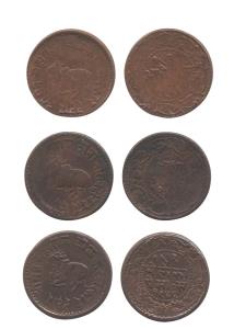 Copper (3), Set of 3: ½ Adhela Paisa, ½ Dheleka Paisa, and ½ Paisa. Various dates in Very 