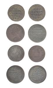 Assorted lot of Silver (4), Rupees, Baroda, Bikaner, Hyderabad and Jayantiapur. Very Fine,