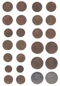 Assorted lot of Indo-Portuguese coins, Silver (1), Copper (12), various denominations, typ