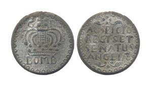 Bombay Double Pice, Tin, 26.3 g, Crown and below BOMB on rev; 4-line Roman legend on rev. 