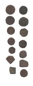 Mixed lot of Copper Coins (13), various states (11), Mughal (1), and Bombay Presidency (1)
