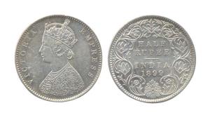 Victoria Empress, Silver, ½ Rupee, 1899. Extremely Fine, Scarce.