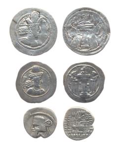 Assorted lot of Silver (3), Parthian and Sassanian coins. Numerous varieties. Very Fine. (