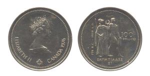 Canada, Gold, 13.34 g, Elizabeth II, 100 Dollars, 1976. UNC.