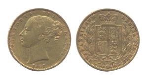 United Kingdom, Victoria, Gold, 1 Sovereign (Guinea), 1862. About Very Fine.