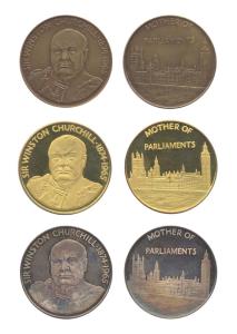 United Kingdom, Sir Winston Churchill Set of House of Parliament, 1967, Set of 3 in a box: