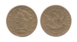 United States of America, Gold, 10 Dollars, Liberty Head, 1881. About Very Fine.