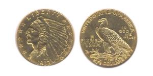 USA, Gold, 2 ½ Dollars, Red Indian Head type, 1913. About Extremely Fine.
