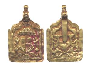 Tribal Pendant, Gold, 14.15 g, leg impressions of a goddess placed under an umbrella (Chha