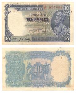 George V, Rupees 10, 3rd issue, 1933, signed J. W. Kelly, (Jhun #8.2). Slight rust marks o