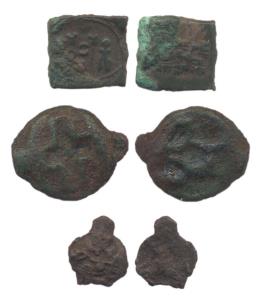 Assorted lot of Copper (3) coins, ancient Kathiawad, Andhra and Erikutch. Fine to Very Fin
