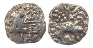 Karkotakas of Kashmir, Base Gold, Pratapaditya (9th-10th centuries), Dinar, king standing 