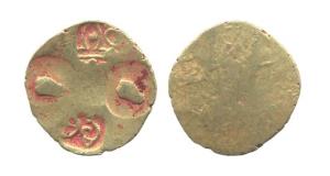Shilaharas of Kolhapur3/8, Gold, Pagoda, four punch type, uniface. Usual shallow striking,