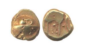 Anonymous, Gold, Hudki ½ Pagoda, without initials on obv. Very Fine, Scarce.