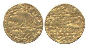 Akbar, Gold, Mohur, 11.32 g, Agra Mint, Kalima type, AH 971. Fine+.