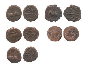 Tipu Sultan, Copper (5), ¼ Paisa, Patan Mint, all different varieties. Fine+ to Very Fine,