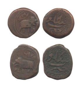 Tipu Sultan, Copper (2), ½ Paisa, Bangaluru Mint, AM 1216. Very Fine, Scarce. (2)