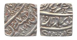 Silver, Square, Nazarana Rupee, Series 2 with froze Regnal year 22 and mint name on rev, b