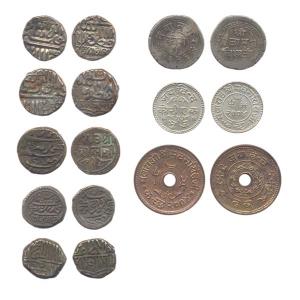 Assorted lot of Kutch coins (6), Nawanagar and Porbandar States. Various rulers, denominat