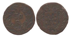 Goa, Copper, 30 Reis, 1840. Very Fine, Very Rare.