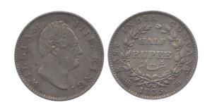 William IV, Silver, ½ Rupee, 1835, without initials at truncation on obv. About Very Fine,