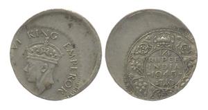 George VI, Nickel, ¼ Rupee, 1945. Mint Error, off-flan strike on either side. Very Fine, S