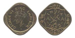 George VI, Cupro-Nickel, ½ Anna, 1942, Proof, Rare.