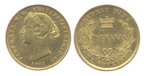 Australia, Victoria, Gold, 8 g, Sovereign, 1861, Sydney Mint. Extremely Fine.