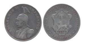 German East Africa, Guilelmus II, Silver, Double Rupee, 1893. Very Fine, Very Rare.