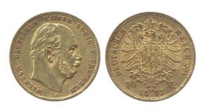 Germany, Gold, 4.0 g, 10 D. Marks, 1873. Very Fine+, Scarce.