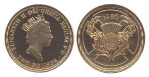 Great Britain, Elizabeth II, 2 Pounds, OMS, 1986. Off Metal Strike, Mint State.