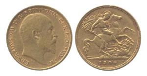 Great Britain, Edward VII, Gold, ½ Sovereign, 1906, Very Fine+.
