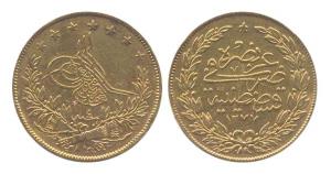 Turkey, Abdul Aziz, Gold, 7.2 g, AH 1277/4 (AD 1864). Very Fine.