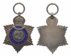 George V, Indian Title Badge, Silver, Rai Sahib, awarded to Mr. Atul Krishna Banerjee, on 