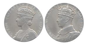 Coronation of George VI in 1937, Silver, in original box of issue, 58 mm. Uncirculated.