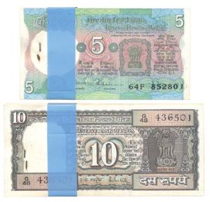 Republic of India, Rupees 5 & 10, Bundles, signed S. Venkitaramanan & R. N. Malhotra respe