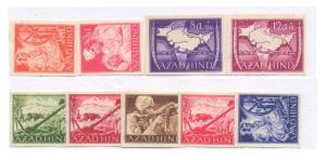 A complete set of Azad Hind Stamps, provisional government of Azad Hind, 1943, printed at 