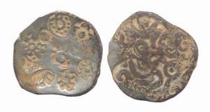 Punch-marked Coins, Kosala Janapada, Silver, Karshapana (3.08 g), four punches on obv; var