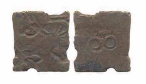 Punch-marked Coins, Malwa region, 1st century BC, Copper, 1.16 g, five punch type, the six