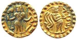 Post Gupta, Samtata of Bengal (AD 550-700), Gold, 5.63 g, Dinar, an Archer standing to lef
