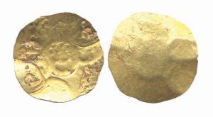 Chalukyas, Gold, Punch-marked, various shallow punches on obv, uniface. Fine, scarce.
