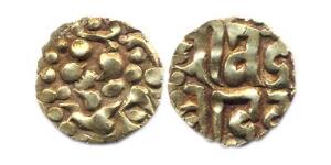 Kalachuris of Ratnapura, Ratna Deva (AD 1120-1135), base Gold, 0.96 g, ¼ Dinar, tiger moun