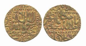 Akbar (AD 1556-1605), Gold, Mohur, Dar al Khilafat Agra Mint, AH 982 (KM 108.1). Very Fine