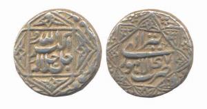 Akbar, Silver, Rupee, Lahore mint, Allahu Akbar type, ornamental type, Tir, Ilahi 47 (KM 9