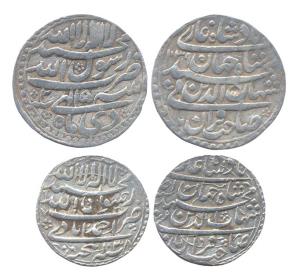 Shah Jahan, Silver (2), Rupee, Ahmedabad and Patna Mints, Hijri 1038 and Di Ilahi 2, four 